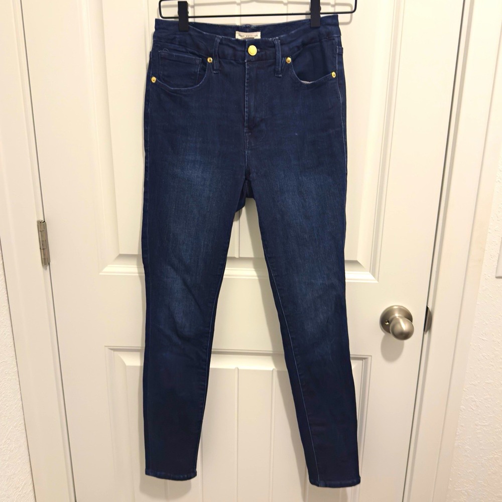 Good American Womens Dark Wash Blue Denim High Rise Skinny Jeans Size 28